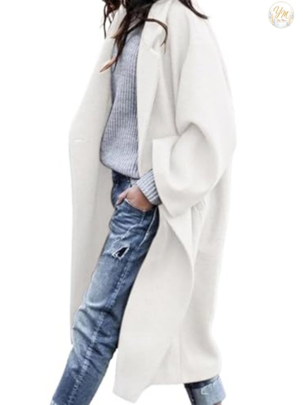 Trendy Long Sleeve Notch Lapel Button Long Jacket Casual Oversized Winter Coat